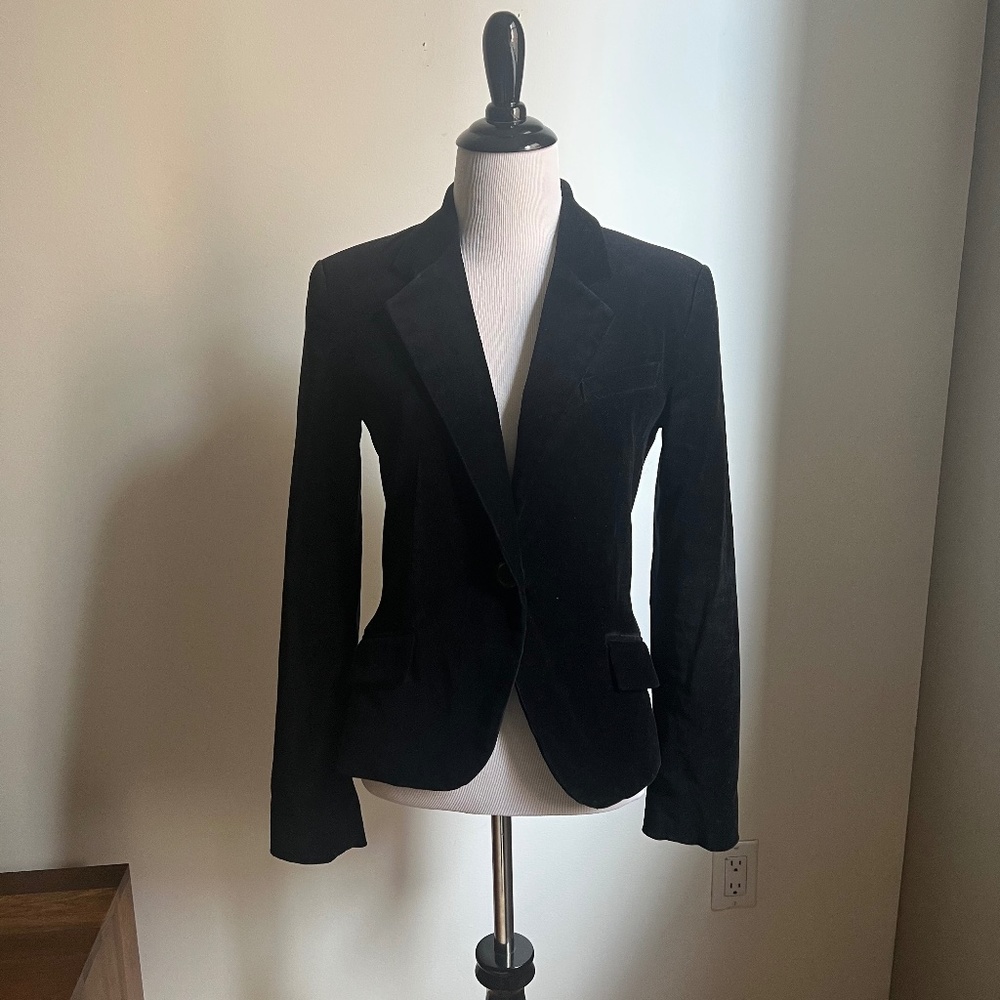 Zara Black Faux Suede Fitted Blazer